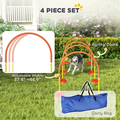 4 Piece Dog Agility Course Backyard Set , Carry Bag