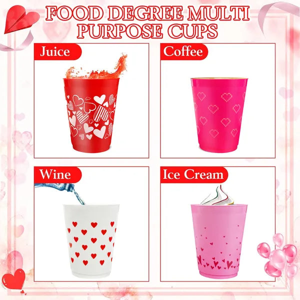 12 Pcs Multi Colors Valentine's Day Plastic Cups