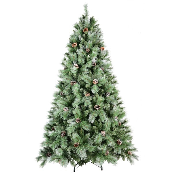 Artificial 6ft Green Christmas Tree With 988PVC Hard Needle Mixed Branch Tips, 300L Warm White Led, Pine Cone,Hinged Premium  Foldable Base For Indoor Holiday Decorating
