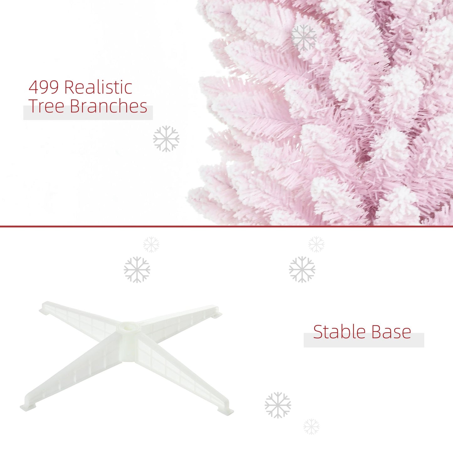 7ft Flocked Christmas Tree, Pencil Artificial Christmas Tree With Realistic Branches