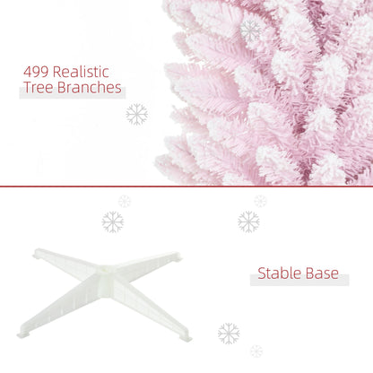 7ft Flocked Christmas Tree, Pencil Artificial Christmas Tree With Realistic Branches