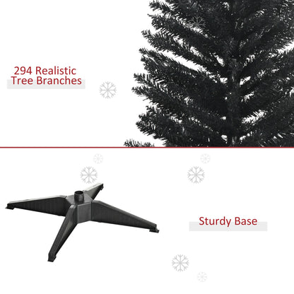 5FT Artificial Christmas Tree, Pencil Christmas Tree With Realistic Branches, Stable Stand, Black