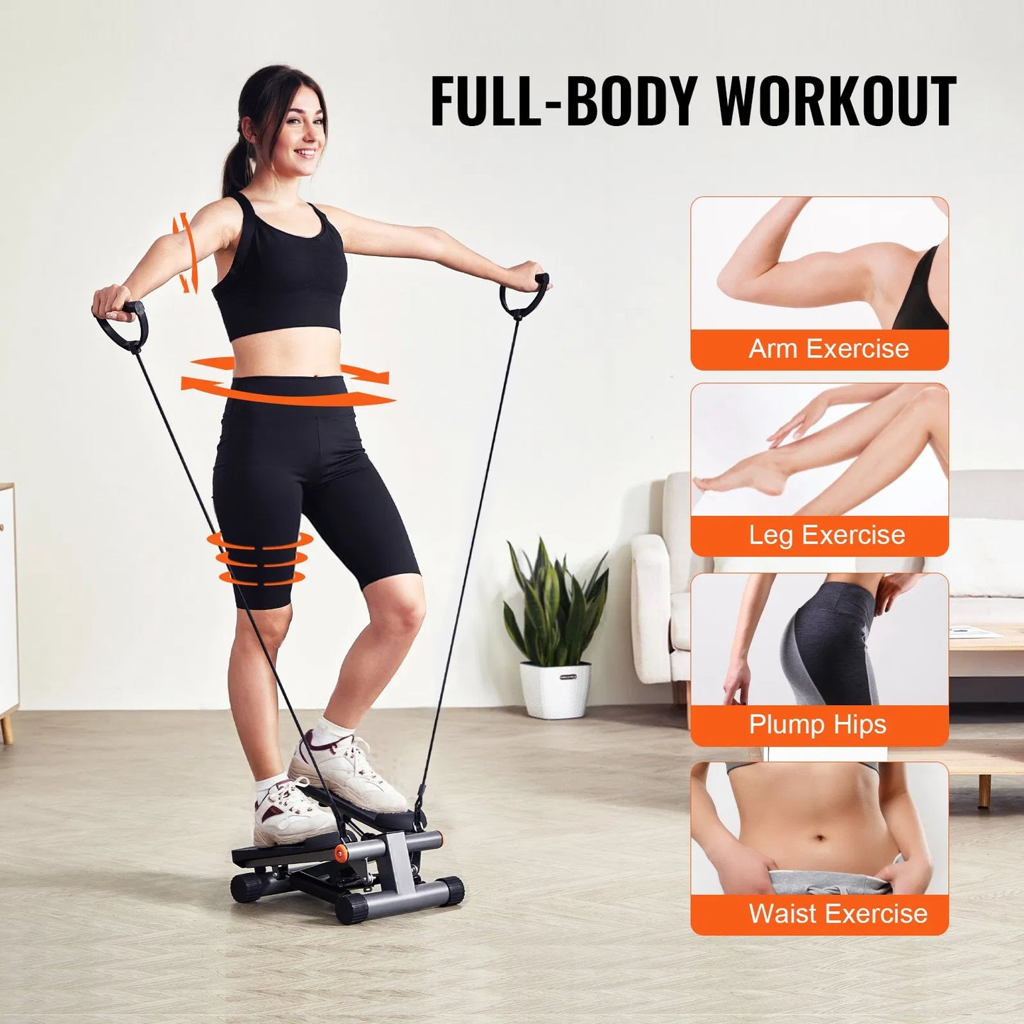 Stair Stepper For Exercise At Home Hydraulic Mini Stepper With Resistance Band