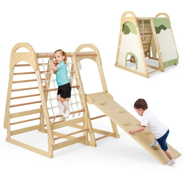 6-in-1 Wooden Kids Jungle Gym Playset