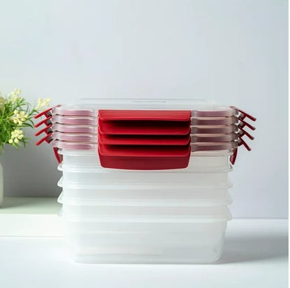 5 Pack Stackable Food Storage Containers Airtight & Leakproof Set Snap Lock Lids