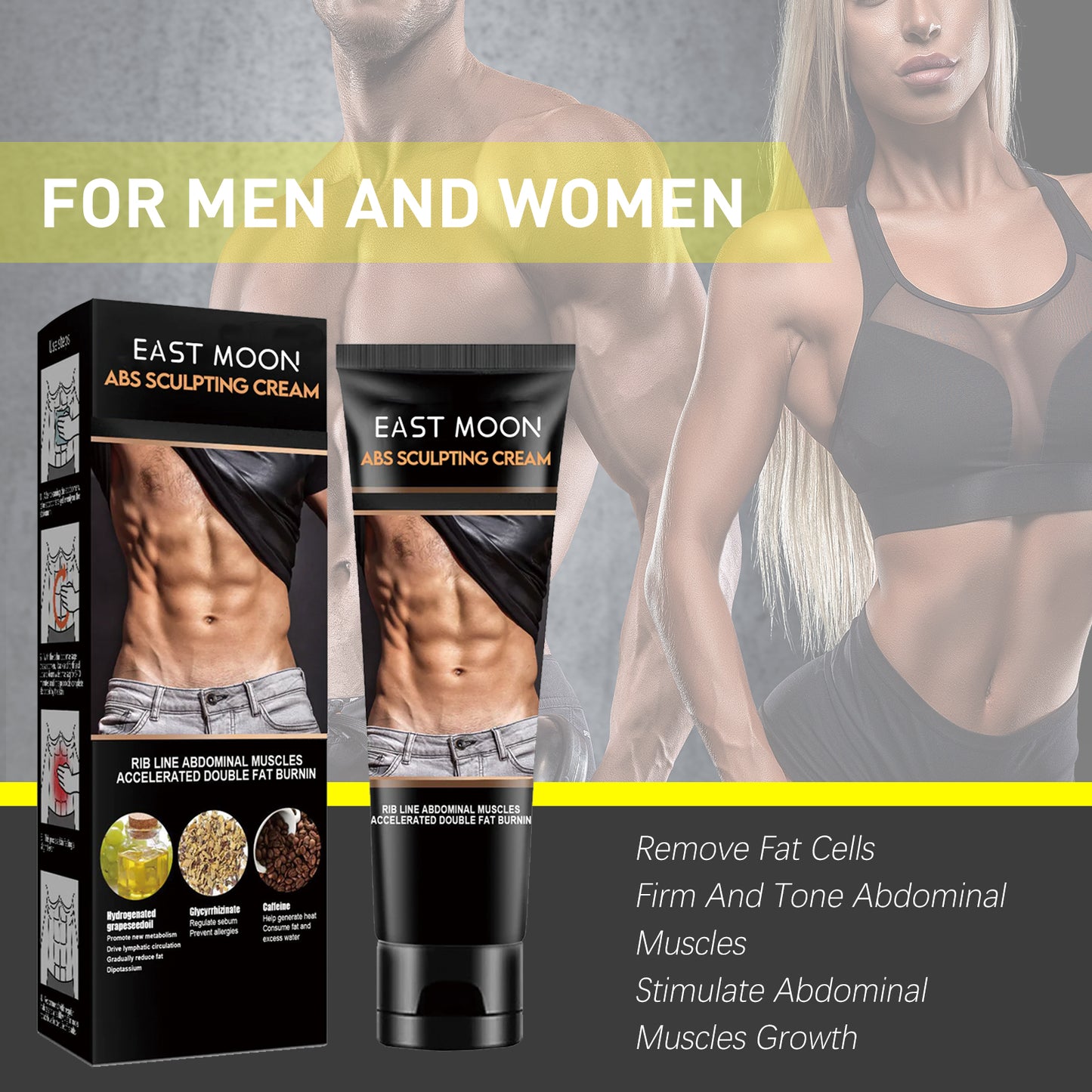 East Moon Abdominal Toning Cream, Toning And Strengthening Muscle Line Waistline Abs Firming And Shaping Massage Cream