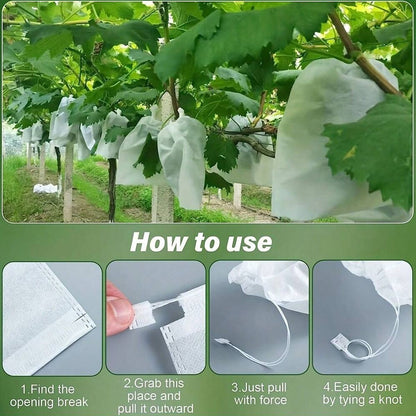 50Pcs Fruit Protection Bags Reusable Non-woven Fruit Cover With Drawstring