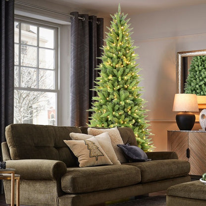 Artificial 7ft Green Christmas Tree With 1180PVC Hard Needle Mixed Branch Tips, 400L Warm White Led, Memory Wire Iron Wire, Hinged Premium   Foldable Base For Indoor Holiday Decorating