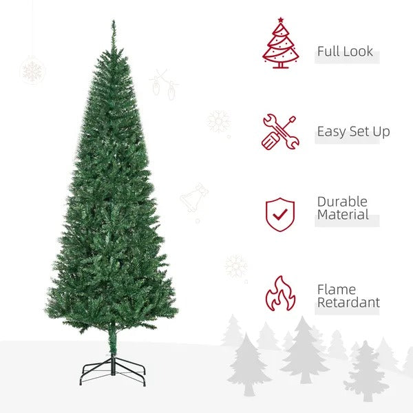 6.9ft Artificial Christmas Tree W Metal Stand Spruce Branch Tips Green