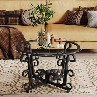 3 Piece Tempered Glass Surface Coffee Table Set Decor Coffee Table