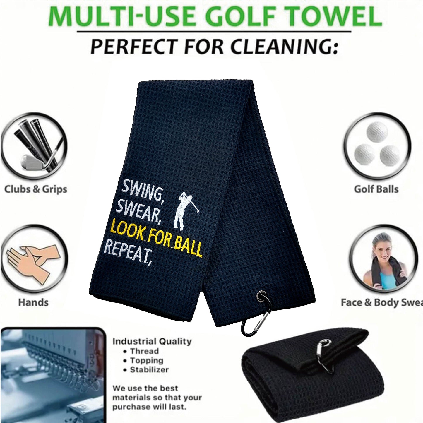Two-piece Set Super Water Absorbent Printed Microfiber Embroidery Golf Towel