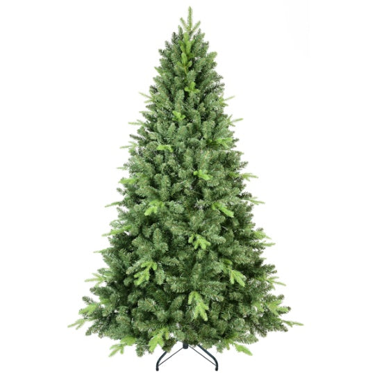 Artificial 7.5ft Green Christmas Tree With 2155PVC Hard Needle Mixed Branch Tips, Memory Wire Iron Wire, Hinged Premium & Foldable Base For Indoor Holiday Decorating