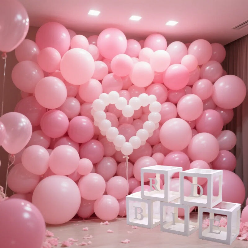 5 Pieces Wedding Balloon Boxes BRIDE Letters White Clear Balloon Blocks Box Party Decorations Balloons Boxes For Engagement Bride Shower Weddings Centerpieces Photo Booth Props, No Balloons