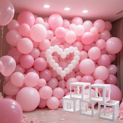 5 Pieces Wedding Balloon Boxes BRIDE Letters White Clear Balloon Blocks Box Party Decorations Balloons Boxes For Engagement Bride Shower Weddings Centerpieces Photo Booth Props, No Balloons