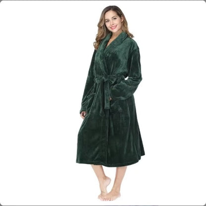 Local Stock Plush Oversize Winter Soft Warm Long Flannel Bathrobe With Hooded Women Thick Night Fleece Bath Robes Dressing