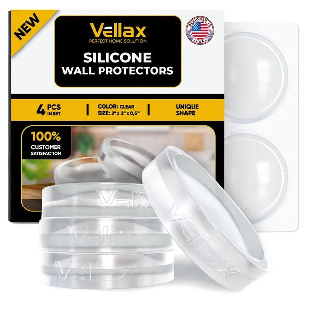 Wall Protectors 4 Pcs Of Clear Rubber Knob Self Adhesive Guard Door Bumper Reusable Solution For Stopping Damage