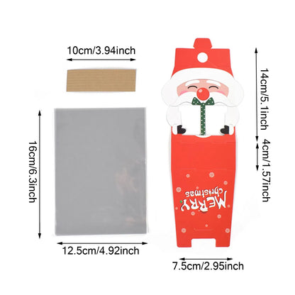 8 Pcs Mini Christmas Candy Boxes With Cellophane Bags And Twist Ties Cartoon Santa Claus Design Gift Box Paper Merry Christmas Goodie Cookie Boxes For Xmas Holiday Party Supplies