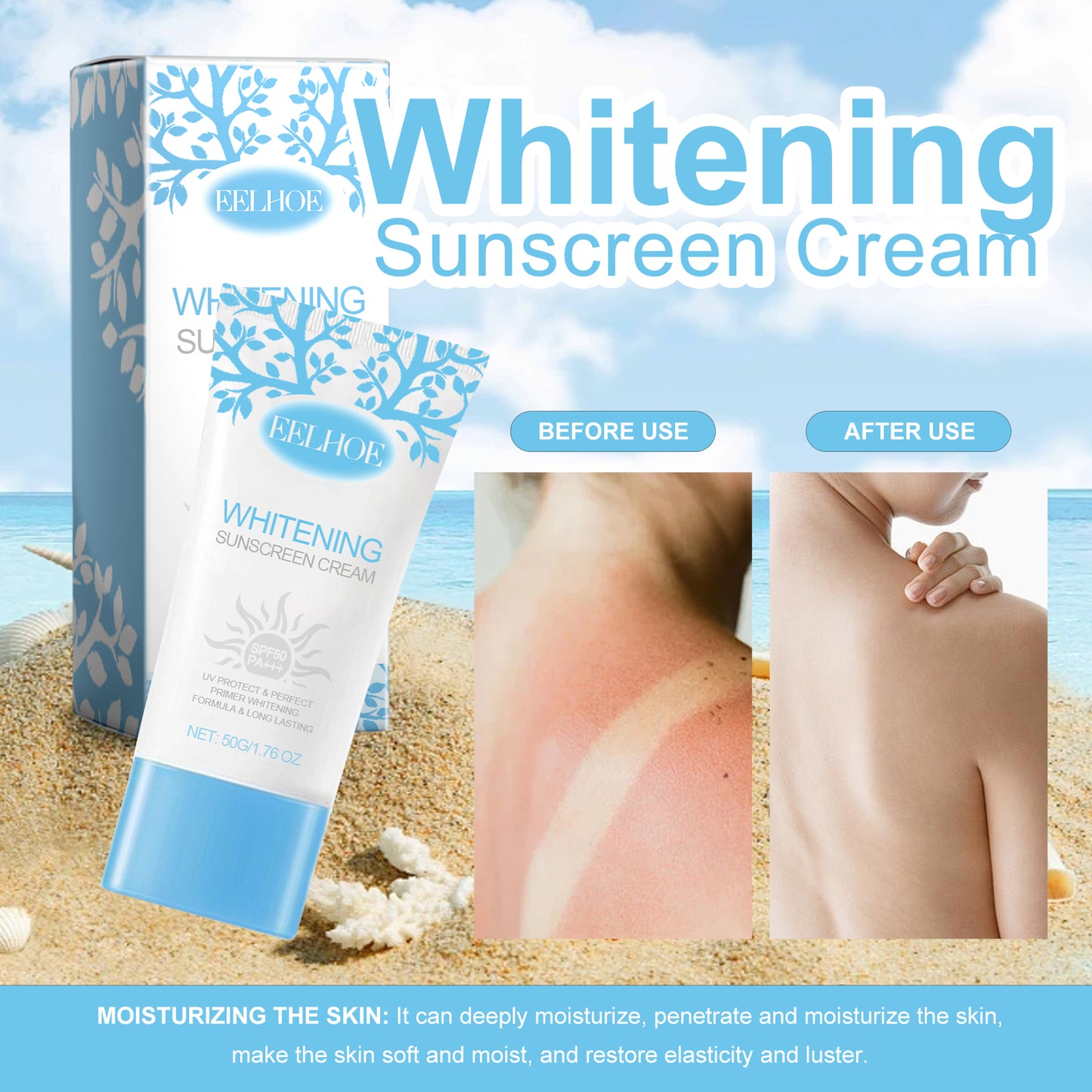 Eelhoe Nicotinamide Whitening Protective Cream, Summer Outdoor Protection Isolation Moisture Clear, Refreshing And Non-Sticky