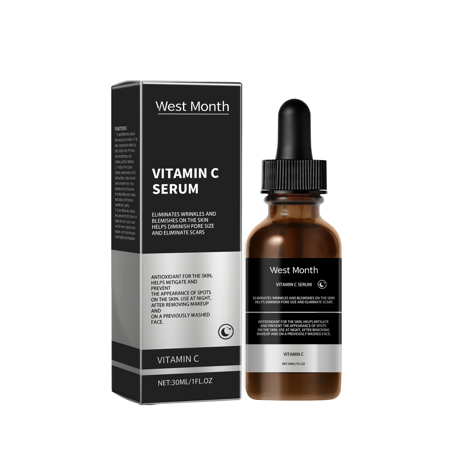 West&Month Vitamin C Facial Essence, Moisturizing And Moisturizing Skin Smooth, Delicate And Even Skin Tone
