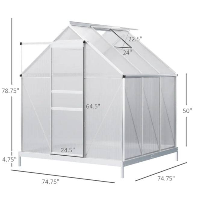 Polycarbonate Greenhouse Walk-in Green House With Adjustable Roof Vent
