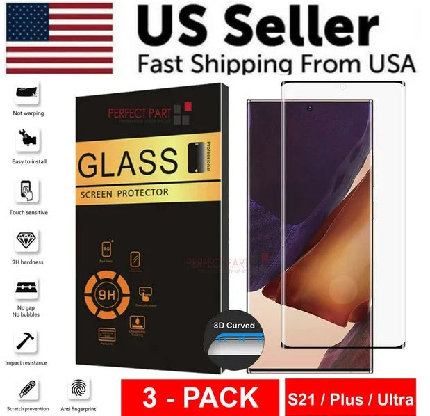 3 PACK - For Samsung Galaxy S21 PLUS ULTRA Tempered Glass Screen Protector Clear