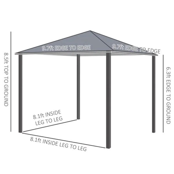 10ft X 10ft Patio Gazebo-Black-AS