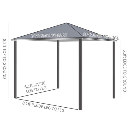 10ft X 10ft Patio Gazebo-Black-AS