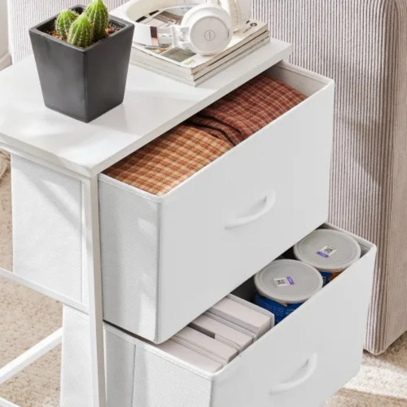 Living Room Cabinet Layers Set Of 2 Fabric Drawers Beside Nightstand Table
