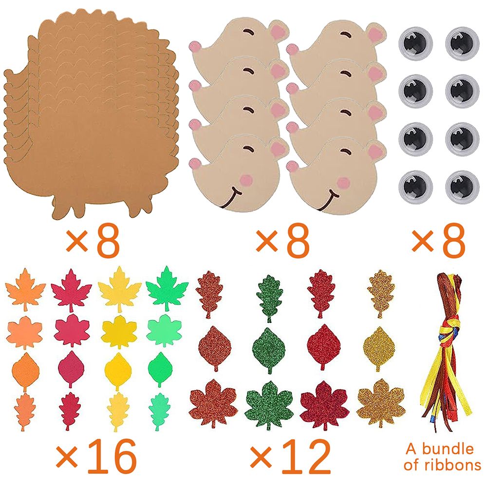 8 Pcs Fall Hedgehog Craft Kits Fall Leafy Hedgehog Ornaments Decorations Art Sets With Maple Leaves Wiggle Eyes For Thanksgiving Party Art Activities Birthday