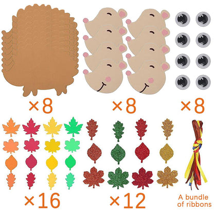 8 Pcs Fall Hedgehog Craft Kits Fall Leafy Hedgehog Ornaments Decorations Art Sets With Maple Leaves Wiggle Eyes For Thanksgiving Party Art Activities Birthday