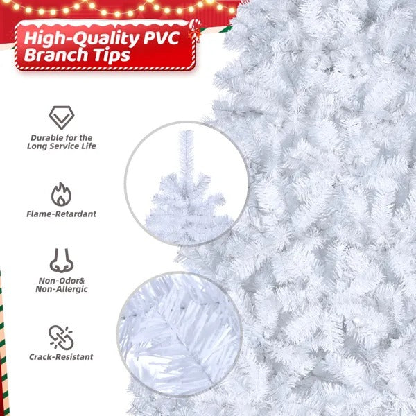 7ft 1346 Branches Automatic Tree Structure PVC Material 500 Lights Cool Color 8 Modes Christmas Tree White
