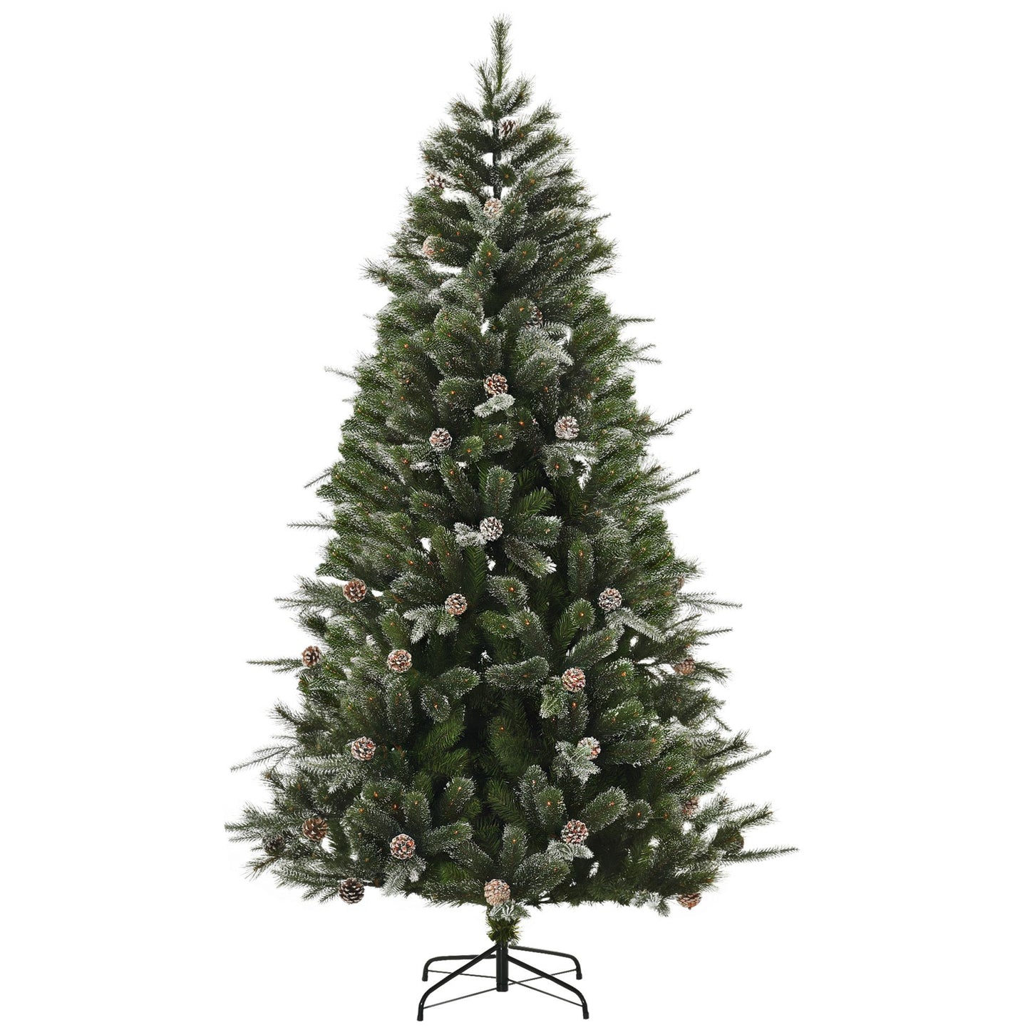 HOMCM 7FT Artificial Christmas Snow Pine Tree Holiday Home Xmas Decoration With Automatic Open, Pinecone, Green