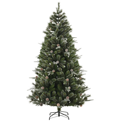 HOMCM 7FT Artificial Christmas Snow Pine Tree Holiday Home Xmas Decoration With Automatic Open, Pinecone, Green
