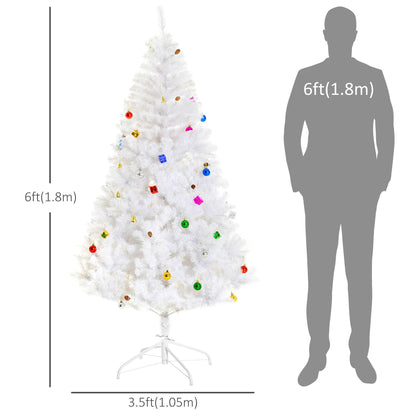 5.9ft Artificial Christmas Tree Xmas Holidays With Ornament White