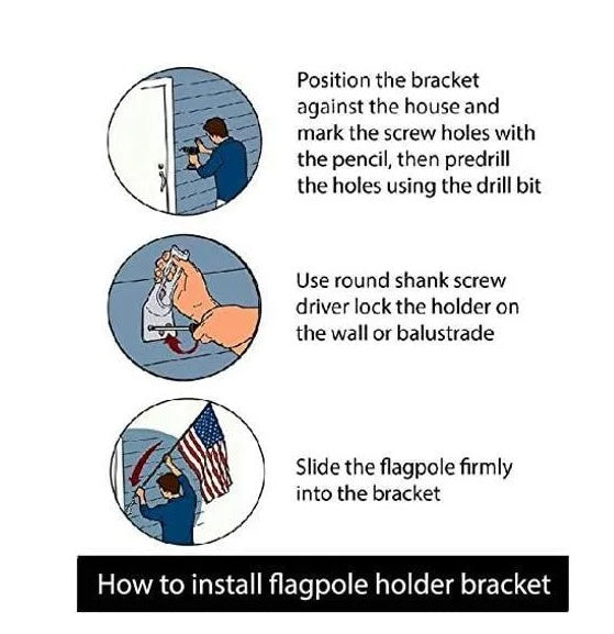 Two Position Fixed Wall Mount Bracket For Flag NO Flagpole NO Flag Included