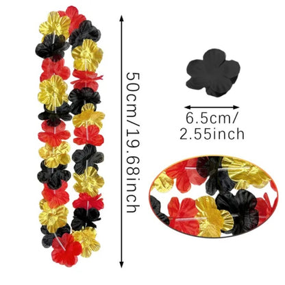 20Pcs Movie Night Flower Leis 19.7 In Golden Red Black Silk Flower Necklace
