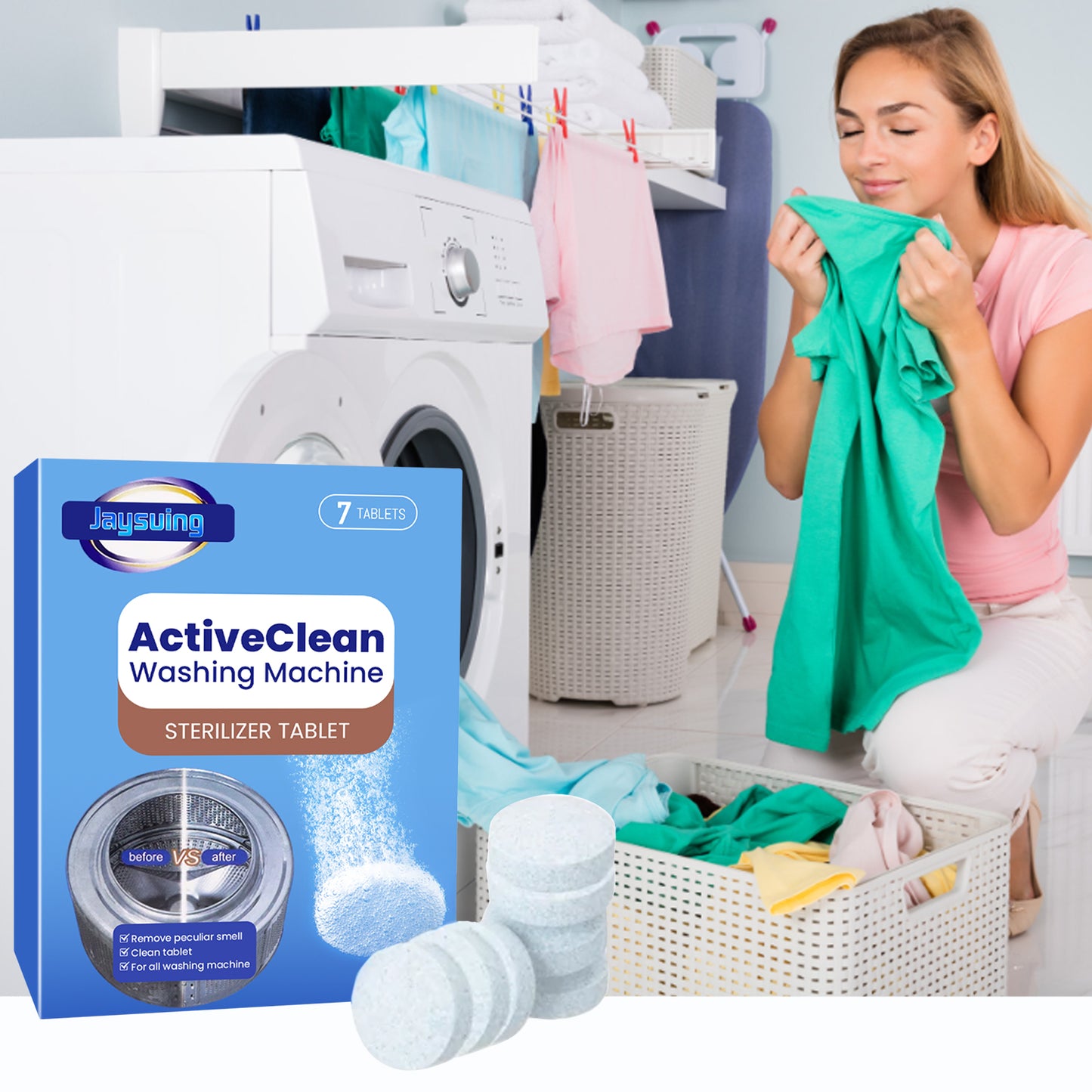 Jaysuing Washing Machine Cleaning Tablets Washing Machine Trough Automatic Roller Cleaning Dirt & Odor Cleaning Tablets