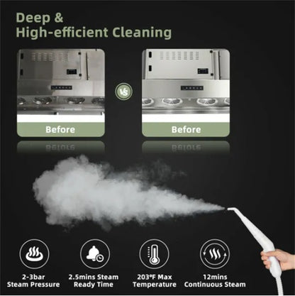 Multipurpose Steam Cleaner  High-Temp Steam, 2-3 Bar Pressure, 10.2oz Tank & Continuous Cleaning
