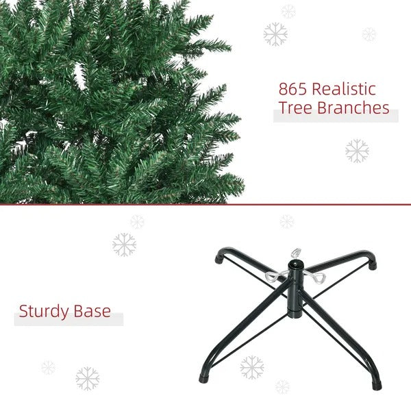 6.9ft Artificial Christmas Tree W Metal Stand Spruce Branch Tips Green