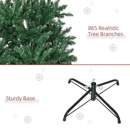 6.9ft Artificial Christmas Tree W Metal Stand Spruce Branch Tips Green