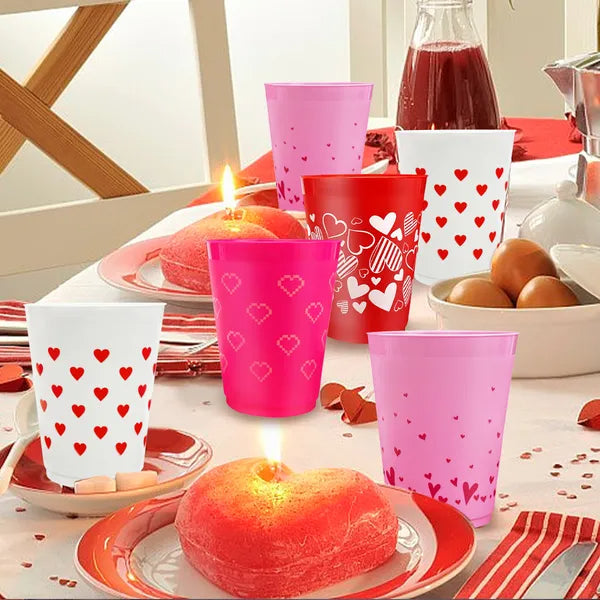 12 Pcs Multi Colors Valentine's Day Plastic Cups