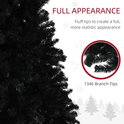7.5ft Artificial Christmas Trees With Auto Open And Steel Base, Black