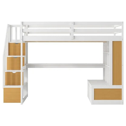 Full Size Loft Bed With Desk And Shelves