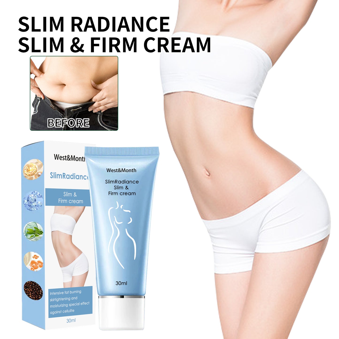 West&Month Slim Radiance Slim & Firm Cream, Moisturizing And Firming Anti-Orange Peel Body Sculpting Cream