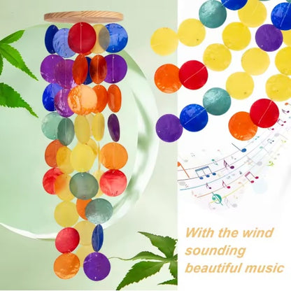 Wind Chimes For Outside Handcrafted Rainbow Capiz Shells Windchime Coastal Style Decor For Indoor Outdoors Garden Decor