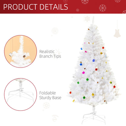 5.9ft Artificial Christmas Tree Xmas Holidays With Ornament White