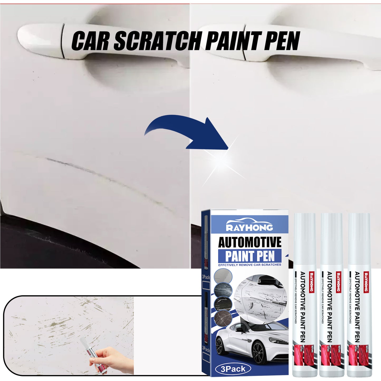 Rayhong Car Touch-Up Paint Pen Scratch Repair Paint Damage Repair Pen