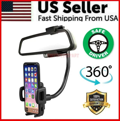 Universal Car Rearview Mirror Mount Stand Holder Cradle For Cell Phone GPS