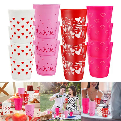 12 Pcs Multi Colors Valentine's Day Plastic Cups
