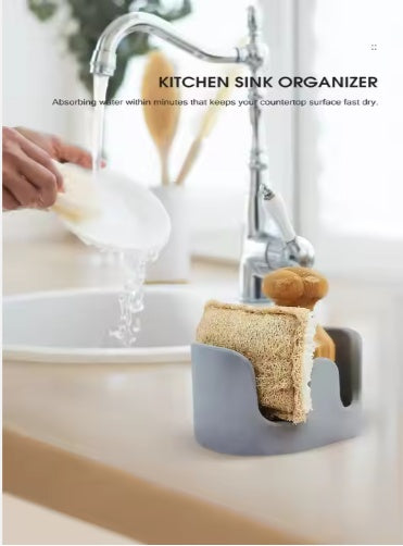 Diatom Mud Sponge Rack Kitchen & Bathroom Sink Caddy For Sponges Scrubbers